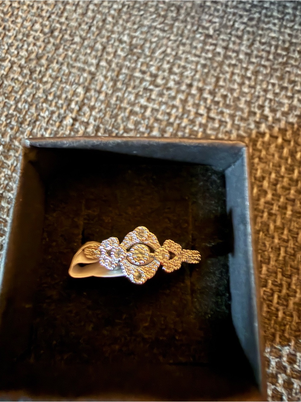 Elegant rhodium Floral Ring with Pavé Accents